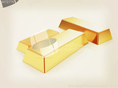 Image of gold bars. 3D illustration. Vintage style.