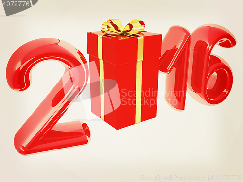 Image of Happy new 2016 year. 3D illustration. Vintage style.
