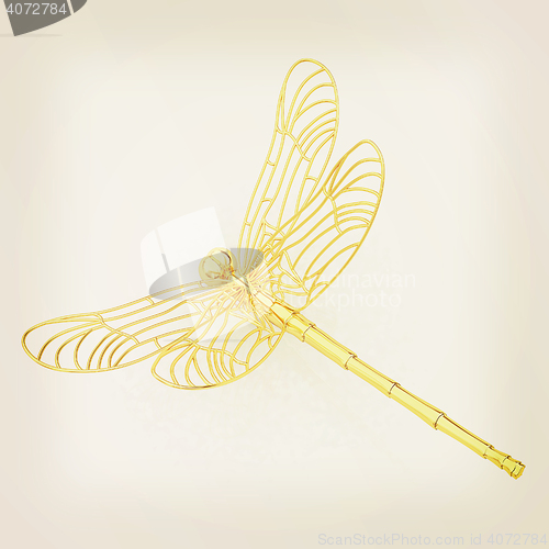 Image of Dragonfly. 3D illustration. Vintage style.