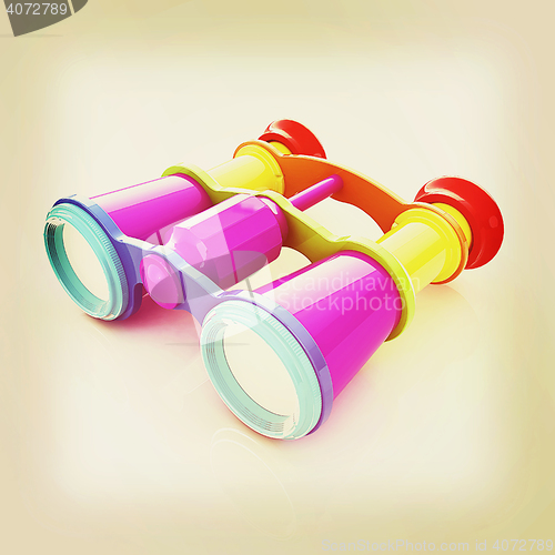 Image of binoculars. 3D illustration. Vintage style.