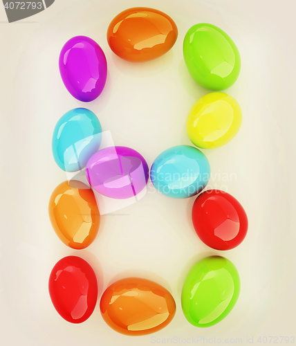 Image of Alphabet from colorful eggs. Letter \"B\". 3D illustration. Vintag