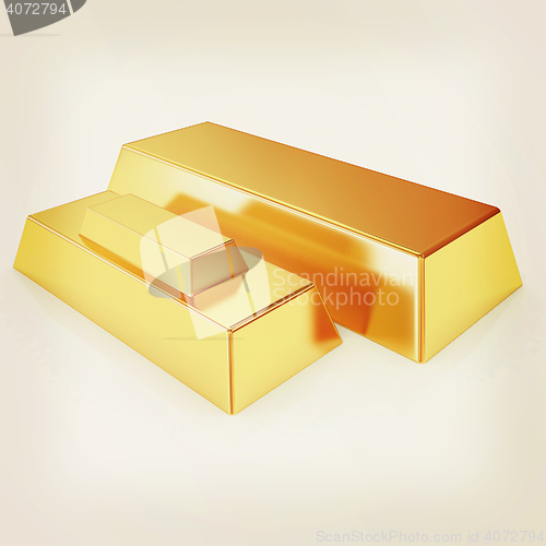 Image of gold bars. 3D illustration. Vintage style.