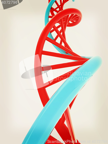 Image of DNA structure model on white. 3D illustration. Vintage style.