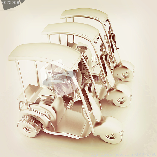 Image of scooters. 3D illustration. Vintage style.