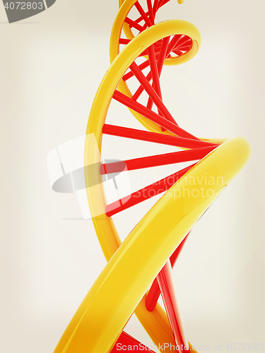 Image of DNA structure model on white. 3D illustration. Vintage style.