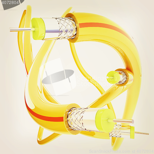 Image of Cables for high tech connect. 3D illustration. Vintage style.