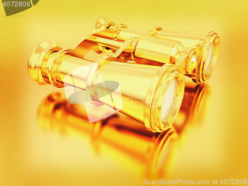 Image of binoculars. 3D illustration. Vintage style.