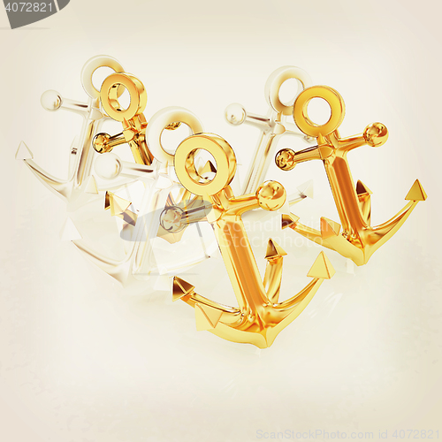 Image of anchors. 3D illustration. Vintage style.