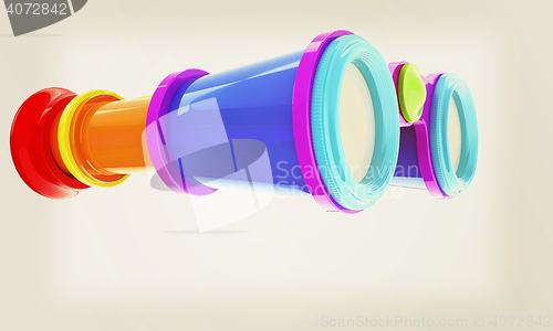 Image of binoculars. 3D illustration. Vintage style.