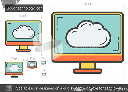 Image of Cloud technology line icon.