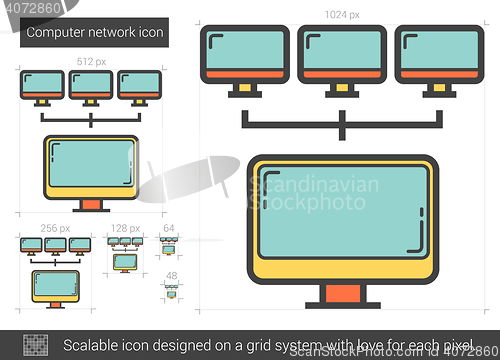 Image of Computer network line icon.