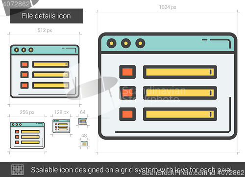 Image of File details line icon.