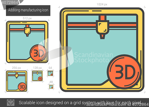 Image of Additing manufacturing line icon.