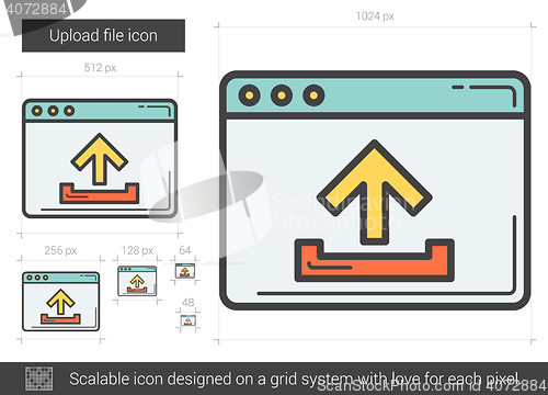 Image of Upload file line icon.