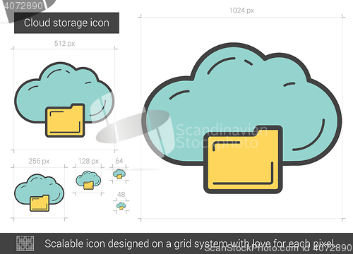 Image of Cloud storage line icon.