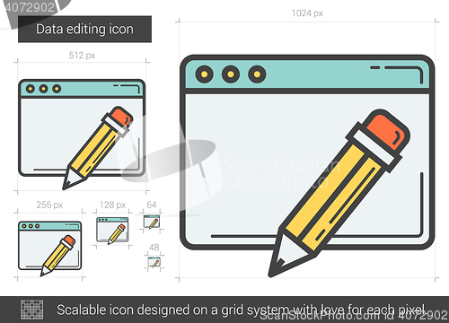 Image of Data editing line icon.