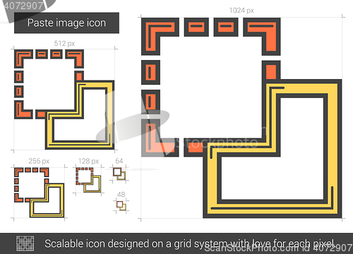 Image of Paste image line icon.