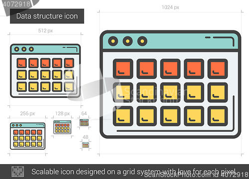 Image of Data structure line icon.