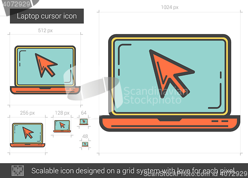 Image of Laptop cursor line icon.