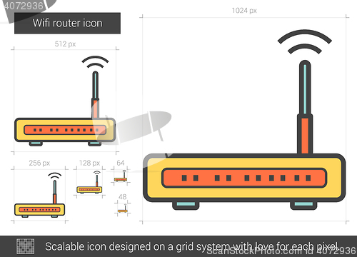 Image of Wifi router line icon.