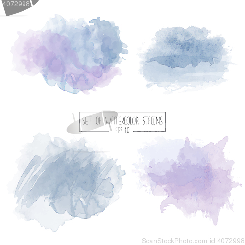 Image of Set of color vector watercolor stains