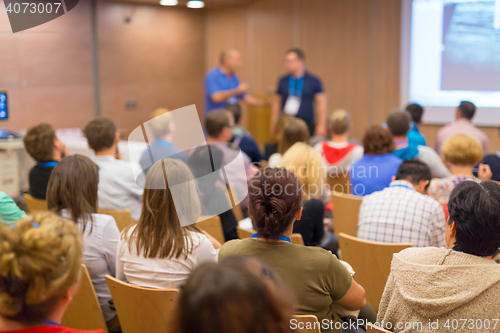 Image of Audience in lecture hall on scientific conference.