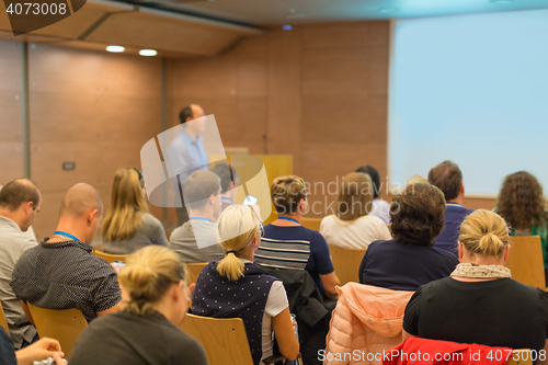 Image of Audience in lecture hall on scientific conference.