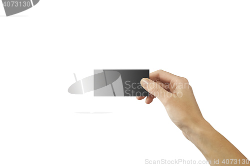 Image of hand holding blank paper business card