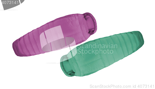 Image of Sleeping bags isolated on white
