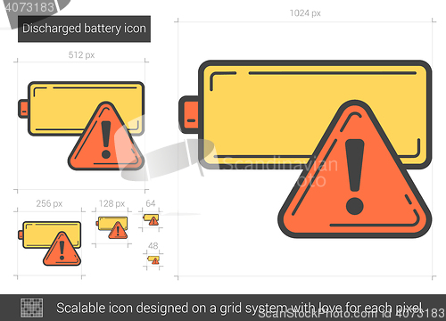 Image of Discharged battery line icon.