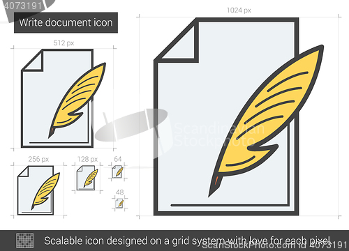 Image of Write document line icon.