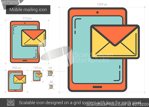 Image of Mobile mailing line icon.