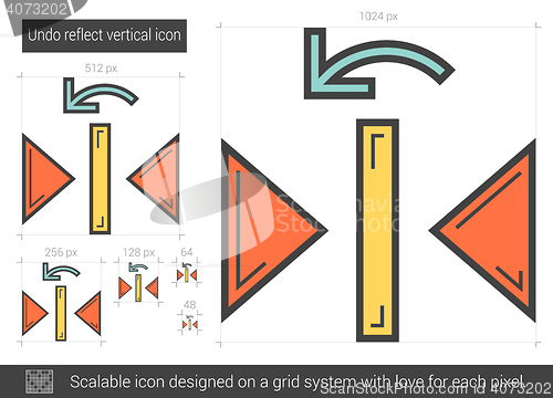 Image of Undo reflect vertical line icon.