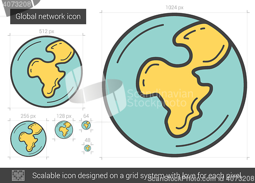 Image of Global network line icon.