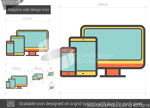 Image of Adaptive web design line icon.