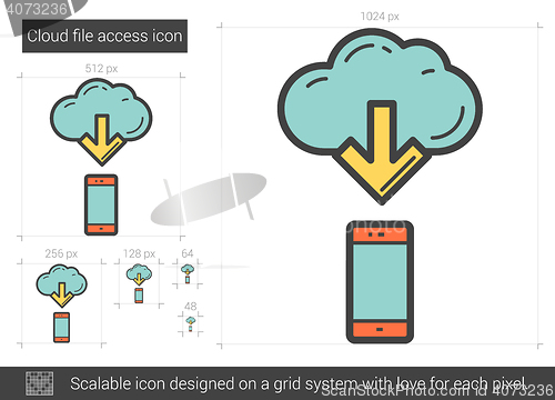 Image of Cloud file access line icon.