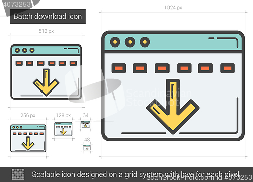 Image of Batch download line icon.