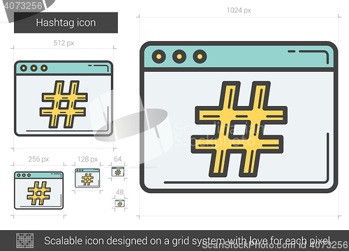 Image of Hashtag line icon.