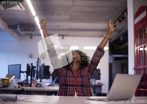 Image of portrait of a young successful African-American woman in modern 