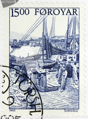 Image of Schooners at Harbor Stamp