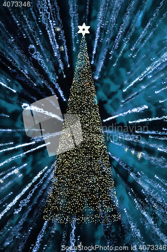 Image of christmas background from blue xmas lights