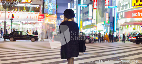 Image of Solitary woman in Shinjuku, Tokyo, Japan.