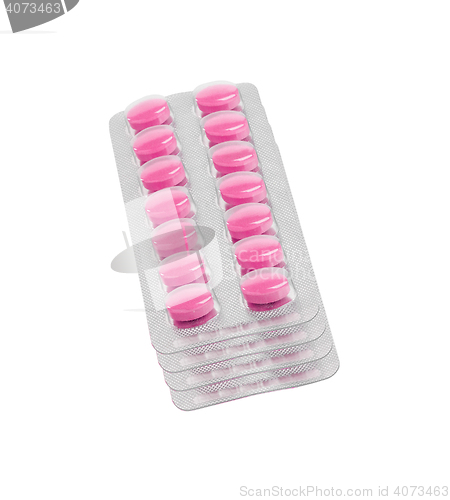 Image of Pink tablet pills in blister