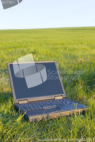 Image of Laptop in a meadow