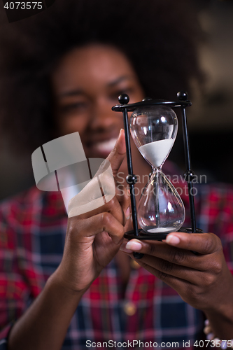 Image of portrait of a young successful African-American woman in modern 