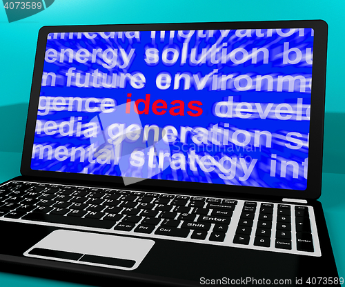 Image of Ideas Word On Computer Screen Showing Creativity