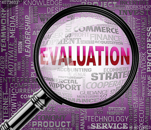 Image of Evaluation Magnifier Represents Assessment Judgment And Research