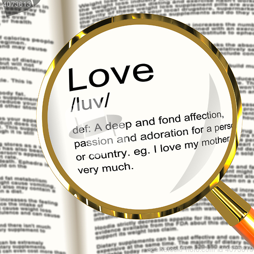 Image of Love Definition Magnifier Showing Loving Valentines And Affectio