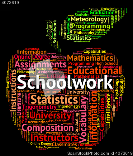 Image of Schoolwork Word Indicates Undertaking Homework And Text