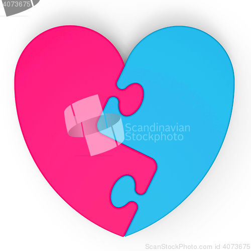 Image of Two-Colored Heart Puzzle Shows Marriage Proposal